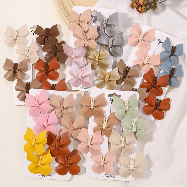 2/4pcs Set of Handmade Baby Girl Wool Knitting Headband with Crochet and Butterfly Alloy Hair Clips