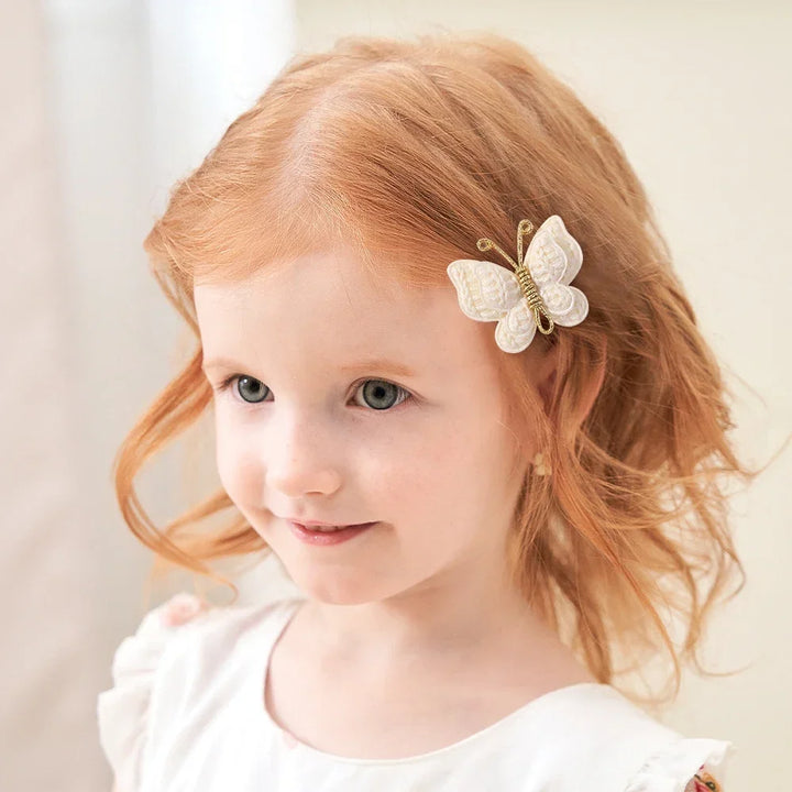 2/4pcs Set of Handmade Baby Girl Wool Knitting Headband with Crochet and Butterfly Alloy Hair Clips