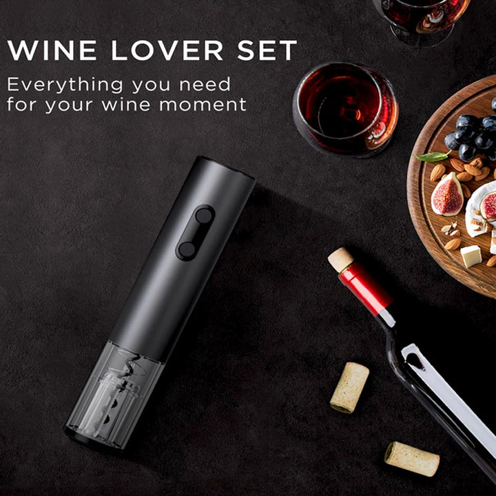 Electric Wine Opener Gift Set Automatic Corkscrew With Foil Cutter One-click Button Battery Bottle Opener For Kitchen Bar Party