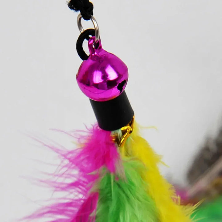 Interactive Cat Toy Wand with Bell and Feathers