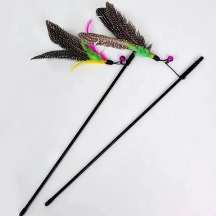 Interactive Cat Toy Wand with Bell and Feathers